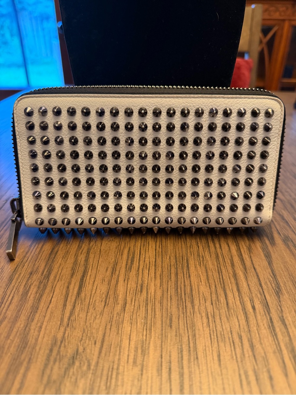 Christian Louboutin White Leather Panettone Spiked Long Wallet